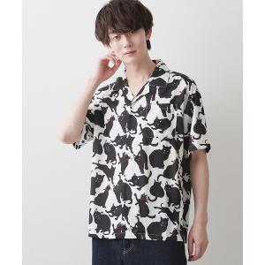 シャツ 「洗える」キャットプリントシャツ メンズ