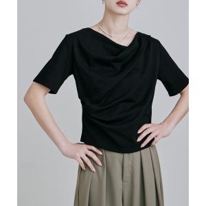 tシャツ フロントドレープハーフスリーブトップス レディース