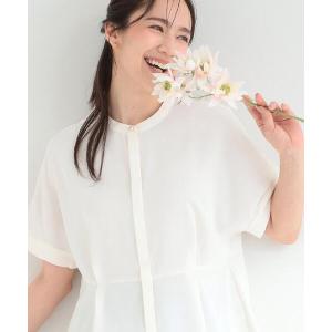 ブラウス シャツ 半袖 「ひんやり/UV/通勤」洗濯後しわになりにくい インしない ウエストタックペプラムブラウス レディース