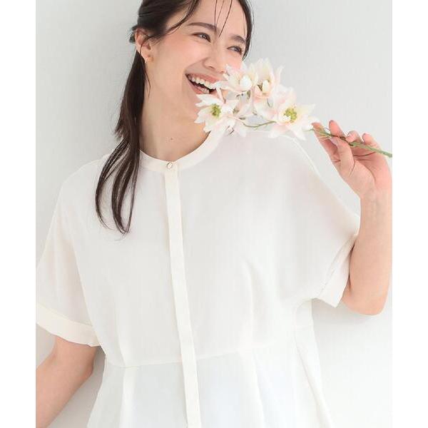 ブラウス シャツ 半袖 「UV/通勤」洗濯後しわになりにくい インしない ウエストタックペプラムブラ...