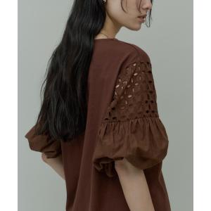 tシャツ Volume Lace Sleeve Cut Tops / ボリュームレーススリーブカットトップス レディース