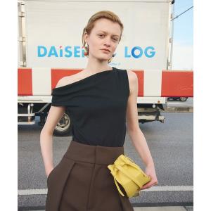 tシャツ カップ付きアシンメトリートップス　ノンワイヤー レディース
