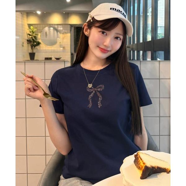 tシャツ 半袖 「販路限定カラーあり」ラインストーンTシャツ レディース