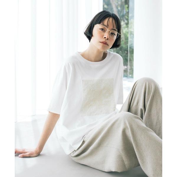 tシャツ 半袖 「natural by clip」アソートモチーフレースTシャツ レディース