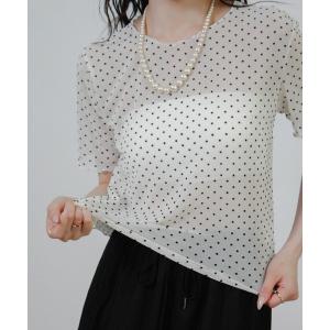 tシャツ 半袖 2026SS ドットチュールシアーTシャツ 半袖Tシャツ レディース
