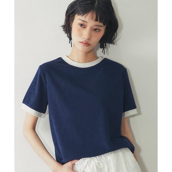tシャツ パイルリンガー半袖トップス レディース