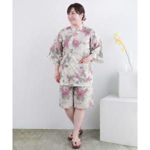 甚平 浴衣 「大きいサイズ」リラックスタイムを楽しむ レディース甚平 フリーワイドサイズ レディース