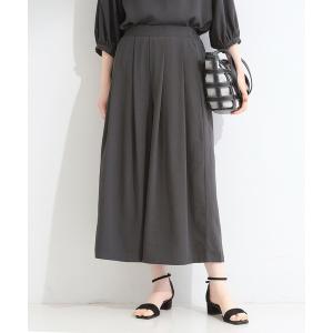 ワイドパンツ パンツ 「セットアップ可/S-LL/洗濯機可」上品で涼し気 ゆれる麻調タックスカーチョパンツ レディース