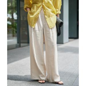 スラックス パンツ ハイブリッドラミー1タックワイドパンツ レディース
