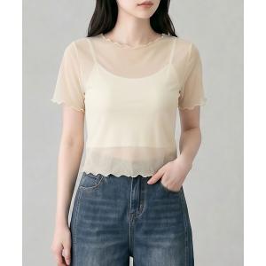 tシャツ 半袖 シアーメロウ半袖トップス レディース