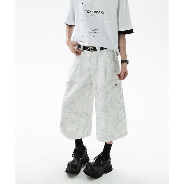 カーゴパンツ HOOK マーブル ウォッシュワイドカーゴハーフパンツ (SS) メンズ レディース