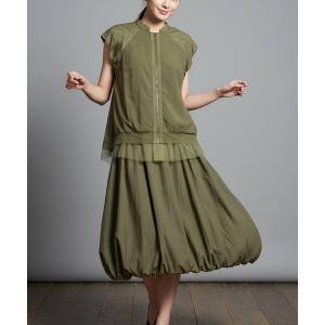 ブルゾン アウター チュールレイヤード ノースリーブブルゾン レディース