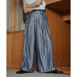 ワイドパンツ スラックス 「SET UP対応」ニュアンスプリーツワイドパンツ(HARE) メンズ