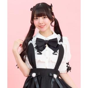 ブラウス シャツ ヨーク＆カフスレースアップ半袖ブラウス レディース