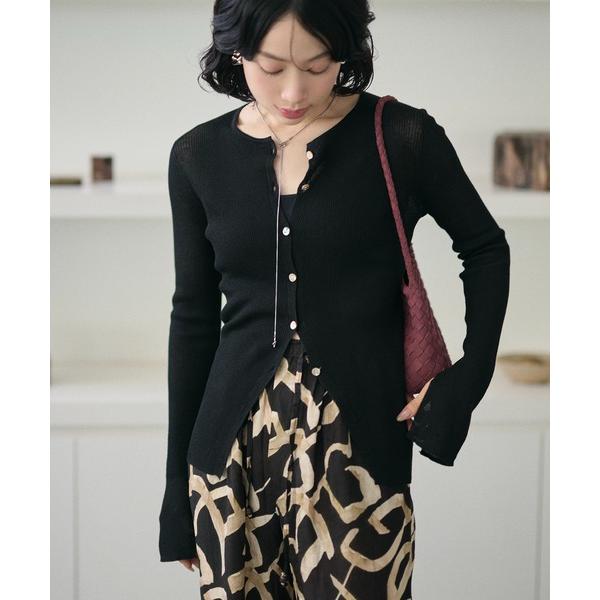 カーディガン sheer rib knit cardigan /シアーリブニットカーディガン レディ...