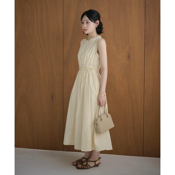 ワンピース lace up waist ruffle sleeveless dress /レースアッ...