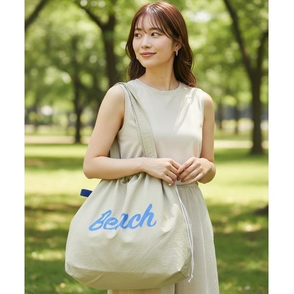 ショルダーバッグ バッグ 「大容量・軽量」”Beach”ロゴ巾着ショルダーバッグ/4色展開 海・旅行...