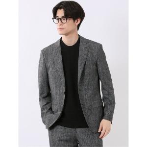 セレモニースーツ カジュアルスーツ ジャケット メンズ ビジネス セットアップ可能 ストレッチ ウォッシャブル サッカー レーヨン混 2ボタン テーラード 黒