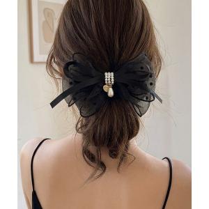 ヘアクリップ パールチャームドット＆無地シアーリボンバレッタ｜ZOZOTOWN Yahoo!店