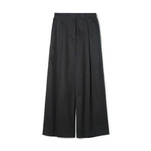 ワイドパンツ パンツ コットンギャバジン タックワイドパンツ レディース