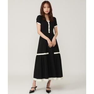 ワンピース ラメ入り配色ドッキングワンピース