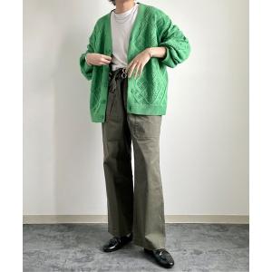 「y/m by れぽすけ」 ニットカーディガン LARGE グリーン メンズ