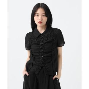 ブラウス シャツ 半袖 シアージャガードシャーリングシャツSS/859249 レディース