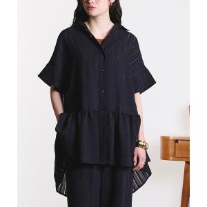 ブラウス シャツ 半袖 (GENE HEAVENS)TIERED HEM S/S SHIRT レディース