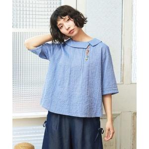 ブラウス シャツ シャーリングシャンブレーブラウス レディース