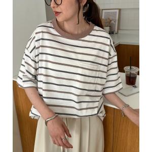 tシャツ 「Enlude/1枚で着映え♪」アソートボーダーポケ付きTシャツ「ユニセックス」 レディース メンズ