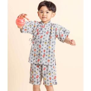 甚平 浴衣 「お揃い」花火風鈴x金魚x和総柄甚平(80~130cm) キッズ 子供 男の子