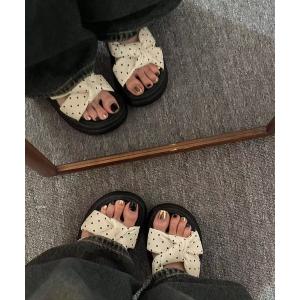 miniministore（ミニミニストア） 厚底 サンダル ドット柄クロスリボン