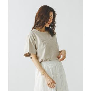 「GLOBAL WORK」 半袖Tシャツ MEDIUM グレイッシュベージュ レディース