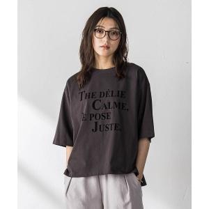 tシャツ 半袖 ビンテージライクメッセージルーズTシャツ レディース