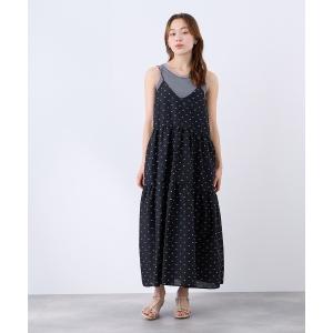 ワンピース 夏 カットドビードットキャミワンピース
