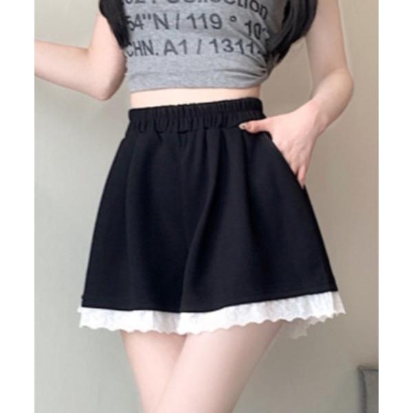 ワイドパンツ スウェットパンツ ジャージ レースデザインスウェットショートパンツ レディース