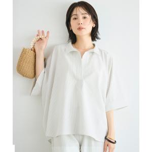 ブラウス シャツ 夏 とろみサッカースキッパードルマンブラウス レディース