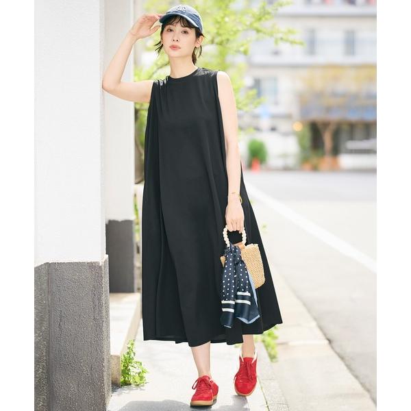 ワンピース 夏 「西山茉希様着用」ライトエンボス　マキシ丈ノースリーブワンピース