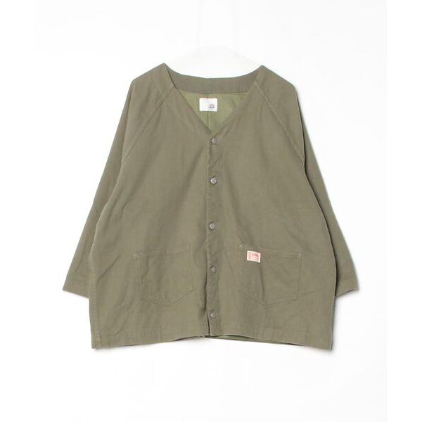 「Java」 ノーカラージャケット LARGE カーキ レディース