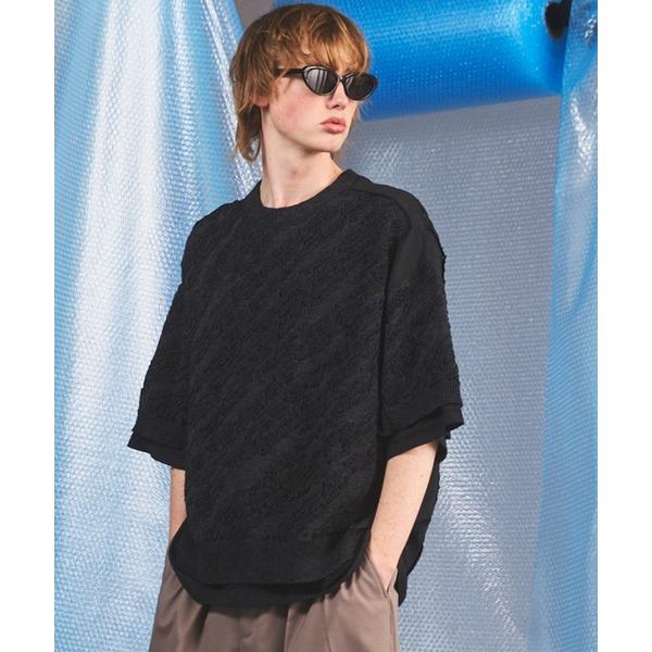 tシャツ 「UNISEX」Sheer Fabric Docking Prime-Over Short...