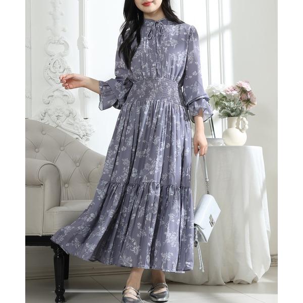 「Lace Ladies」 7分袖ワンピース FREE グレー レディース