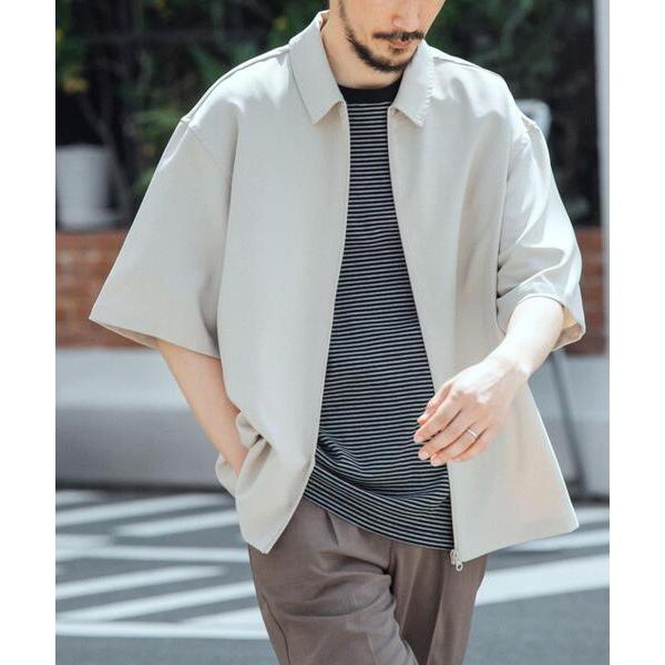 シャツ 半袖 2WAYストレッチ半袖ジップアップシャツ メンズ