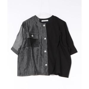 tシャツ デニム風コンビプルオーバー レディース