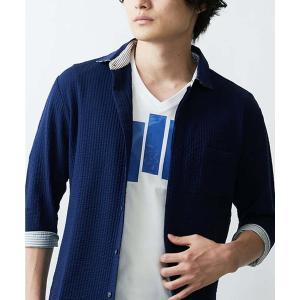 「MK MICHEL KLEIN HOMME 」 7分袖シャツ 48 ブルー メンズ