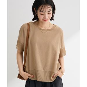 tシャツ 半袖 シアーリブ切替楊柳プルオーバー レディース
