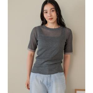 tシャツ 半袖 「daily CLIP」シャリシアーニットショートスリーブプルオーバー レディース