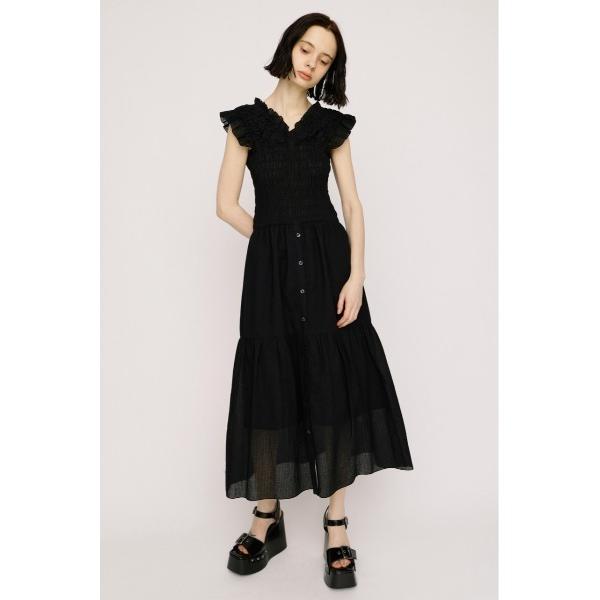 ワンピース SHIRRING V/N L/OP シャーリングブイネックロングワンピース 夏服