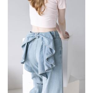 ジーンズ デニム デニムパンツ バックリボンワイドデニムパンツ「ガーリー／骨格ナチュラル／カジュアル」 レディース