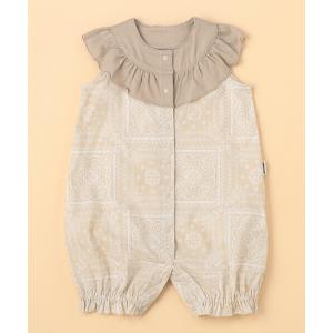 ベビー服 ロンパース バンダナ柄プリント フェイクレイヤード フリルカバーオールの高価買取価格