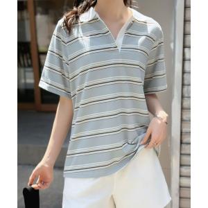 tシャツ マルチボーダーポロシャツ レディース